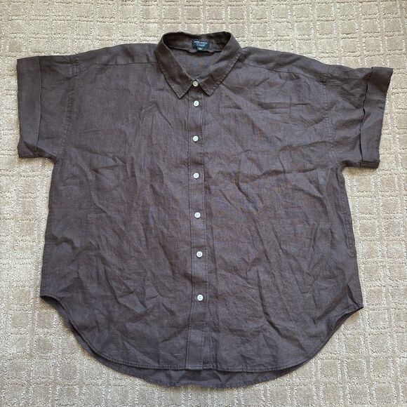 J. Crew Capitaine Shirt In Baird McNutt Irish Linen Womens Large Chocolate Brown - Picture 1 of 10